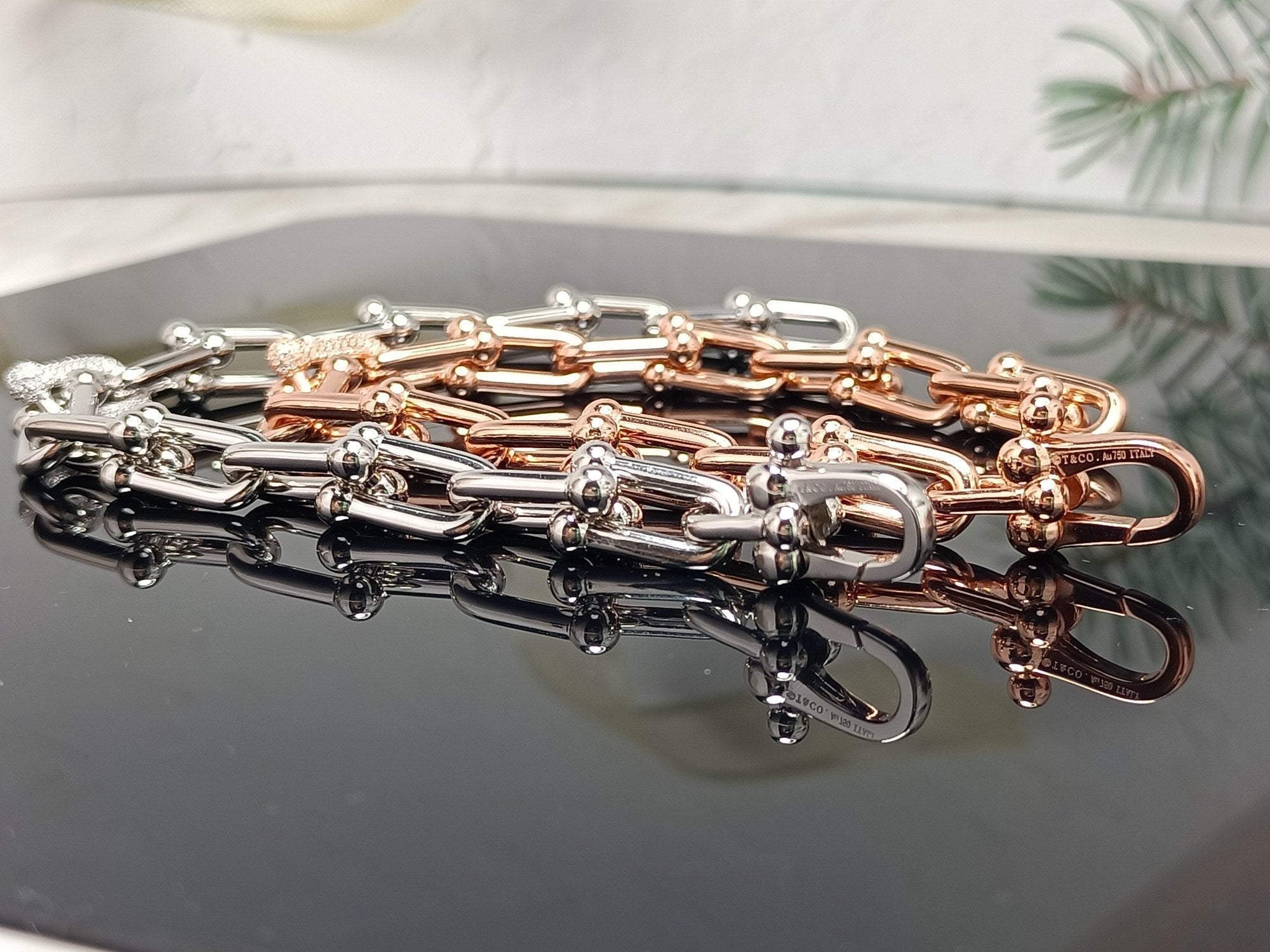 HARDWEAR BRACELET PINK GOLD AND SILVER DIAMOND