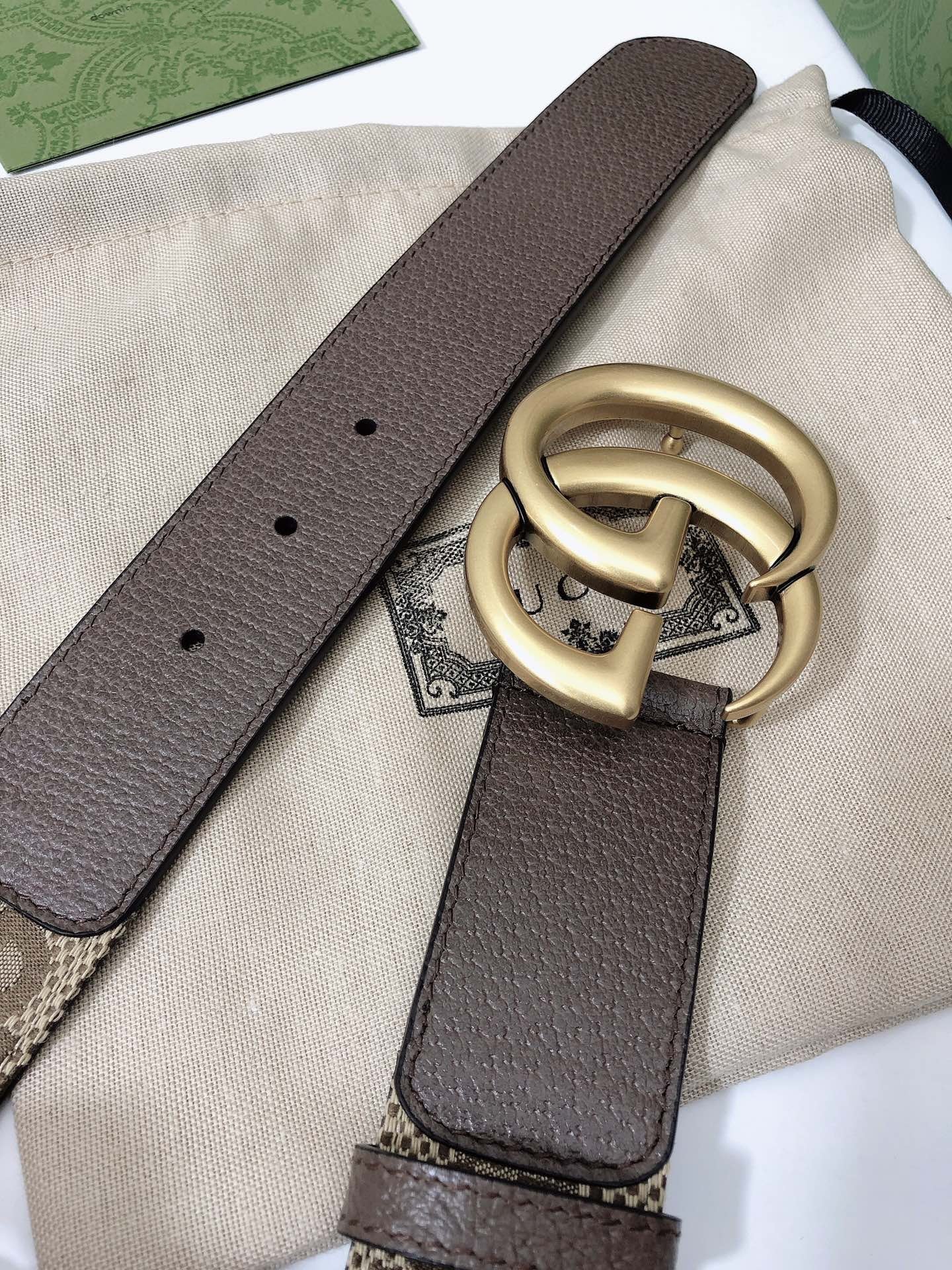 GG BELT 40MM GOLD BUCKLE BEIGE CANVAS