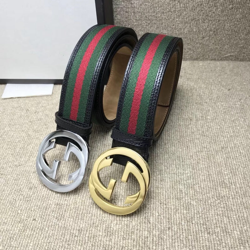 GG BELT DOUBLE G BUCKLE CANVAS FABRIC WIRE 3.8CM