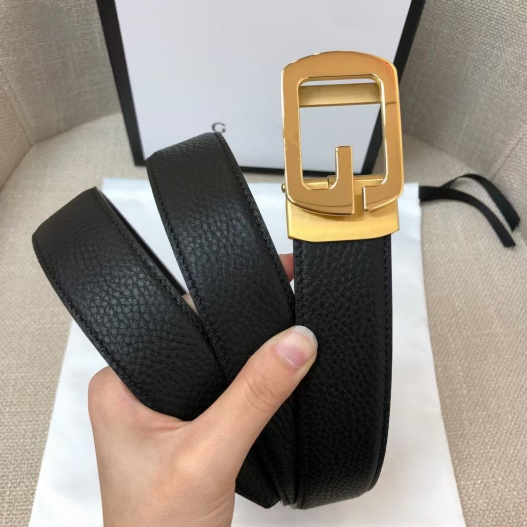 GC 35MM BELT STEEL BUCKLE WRINKLED LEATHER