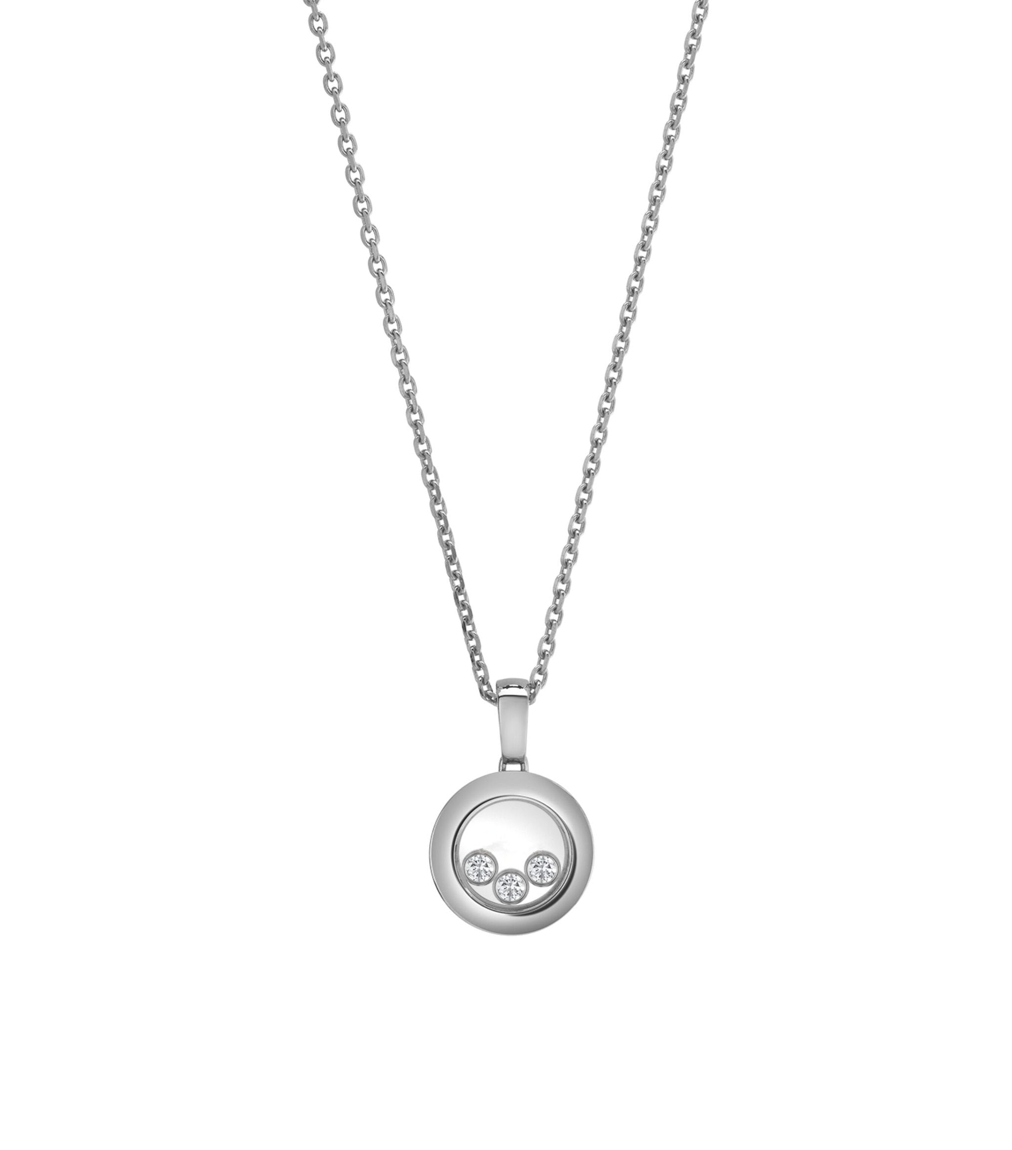 HAPPY PEDANT SILVER 3 DIAMOND NECKLACE