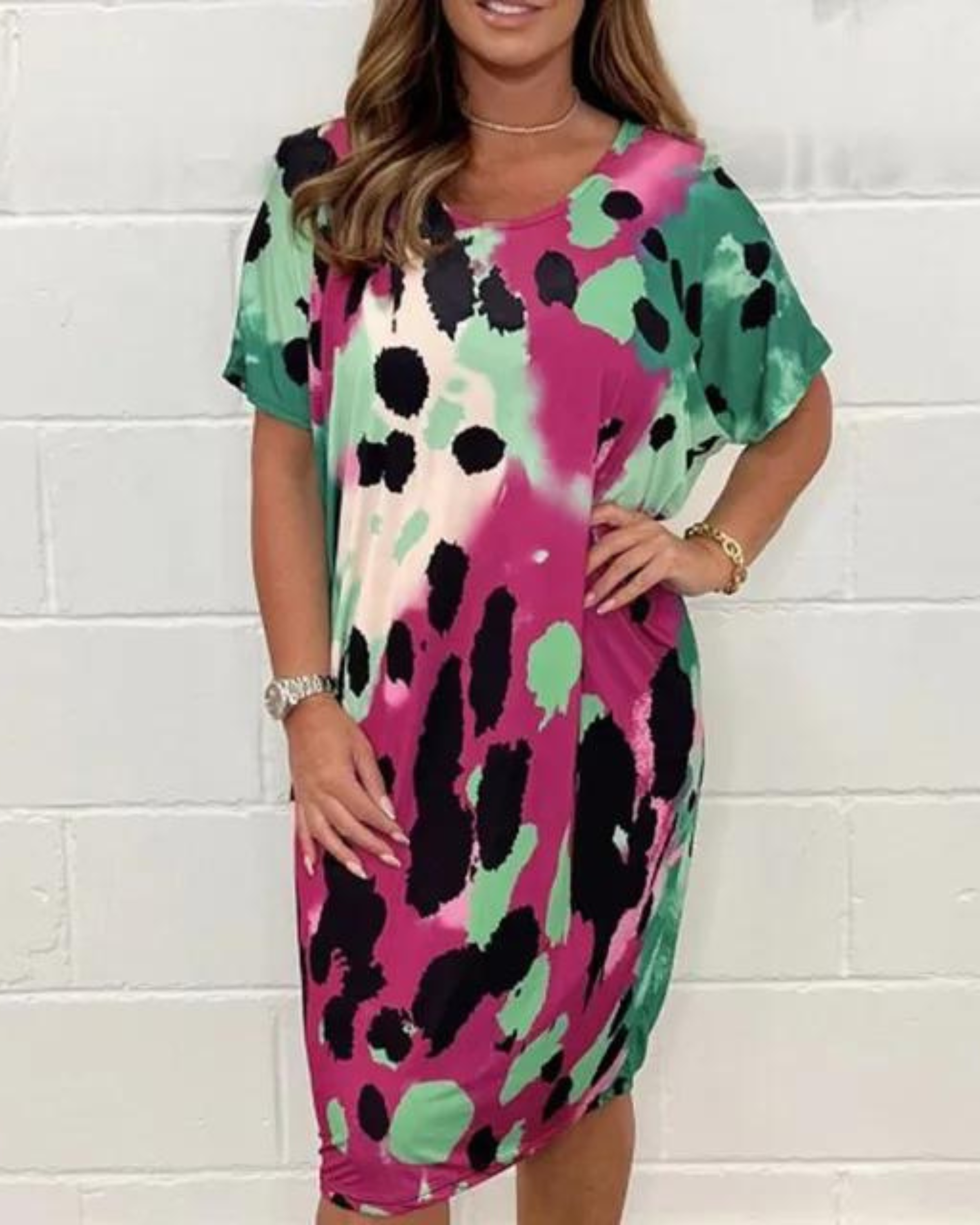 Clari - Leopard print loose casual dress #RSA8764