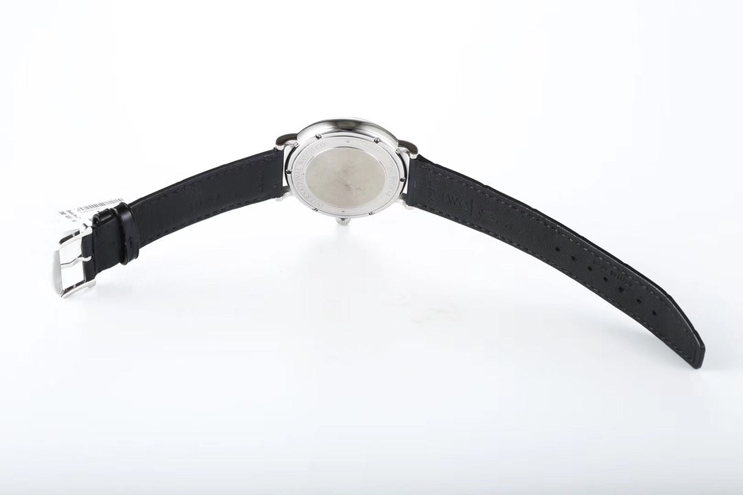 IWC Portofino 40mm Black Dial Steel Case Black Crocodile Leather Strap