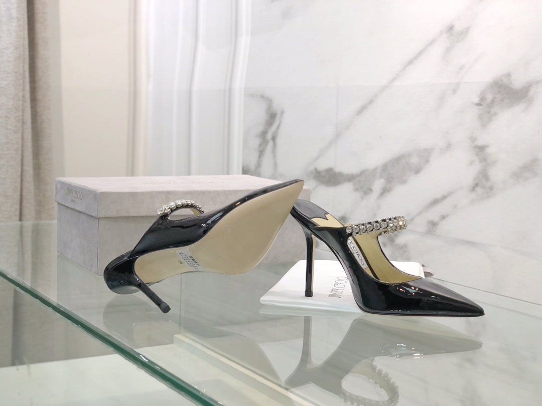 Jimmy Choo Bing 105 Mule Black Patent calfskin