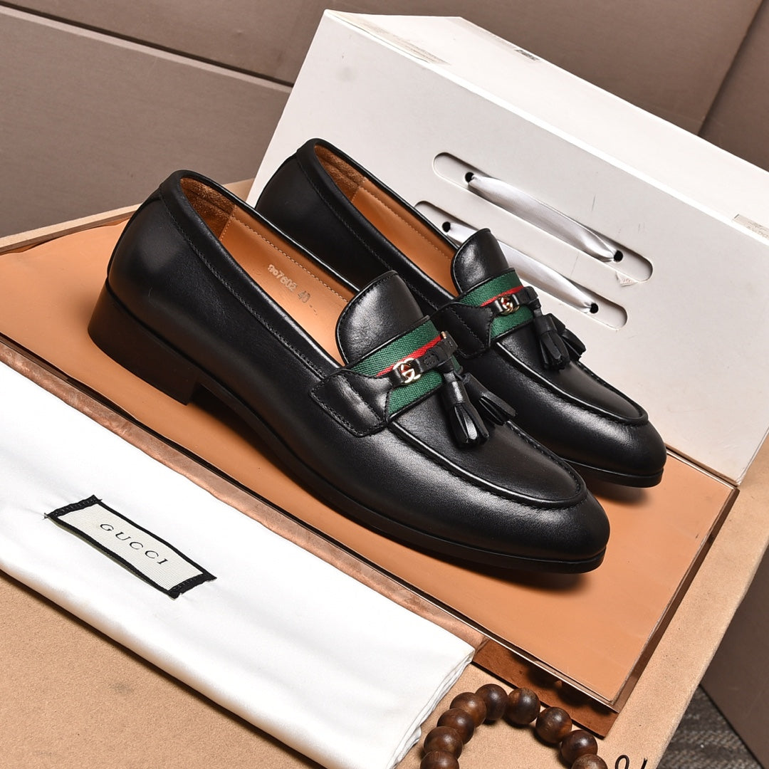GG Men's Tassel Loafers Black Cowhide 546332