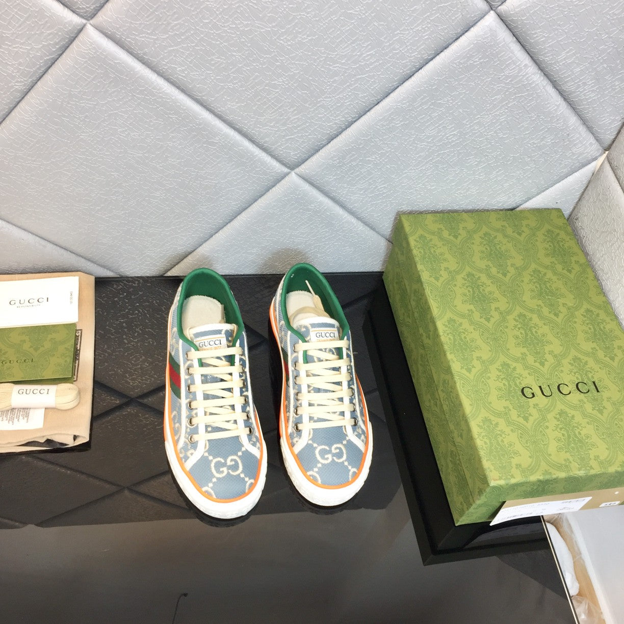 Gucci Tennis 1977 Low-top Sneaker Blue mix Colors Canvas Leather 653416