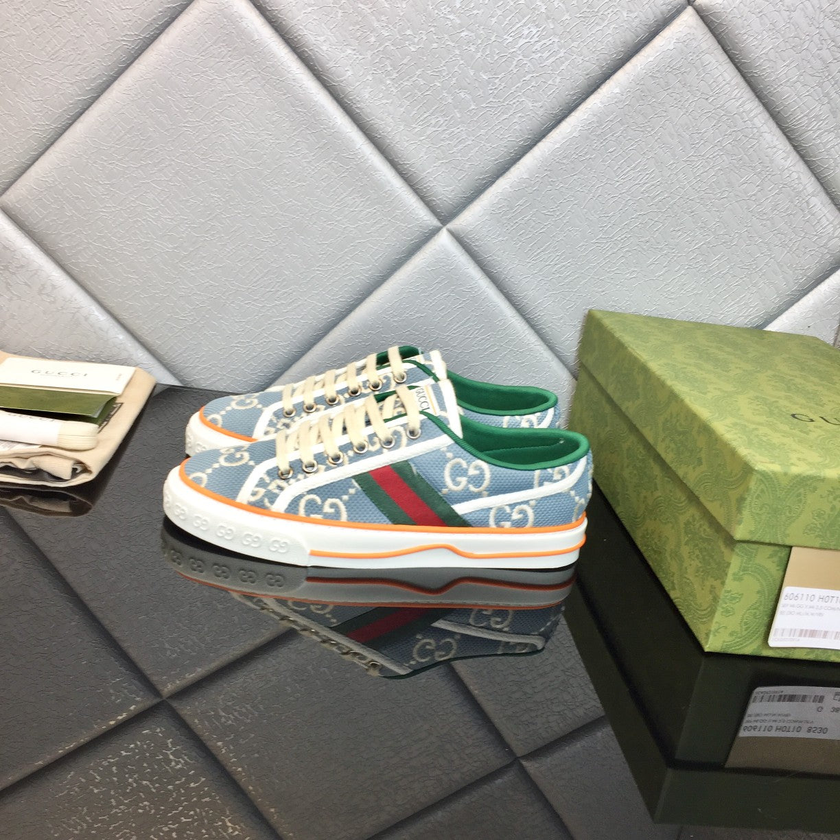 Gucci Tennis 1977 Low-top Sneaker Blue mix Colors Canvas Leather 653416