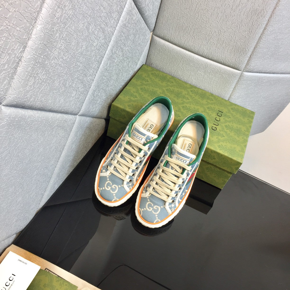 Gucci Tennis 1977 Low-top Sneaker Blue mix Colors Canvas Leather 653416
