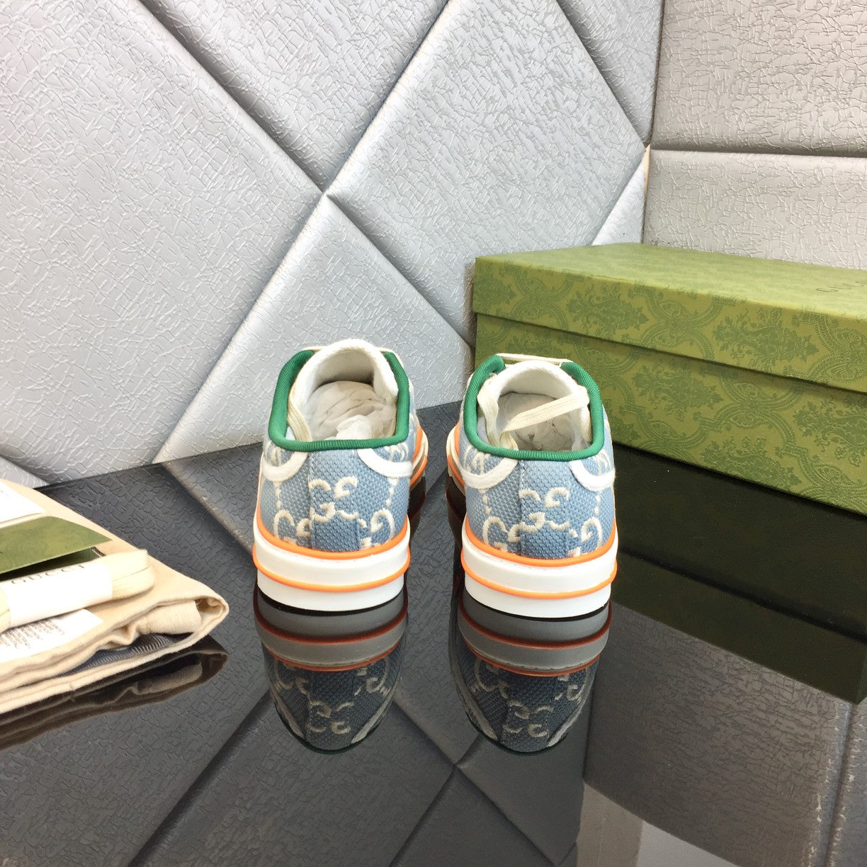 Gucci Tennis 1977 Low-top Sneaker Blue mix Colors Canvas Leather 653416