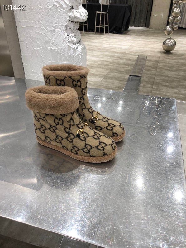 Gucci 2025 Monogram Boot Beige Black Wool 564784
