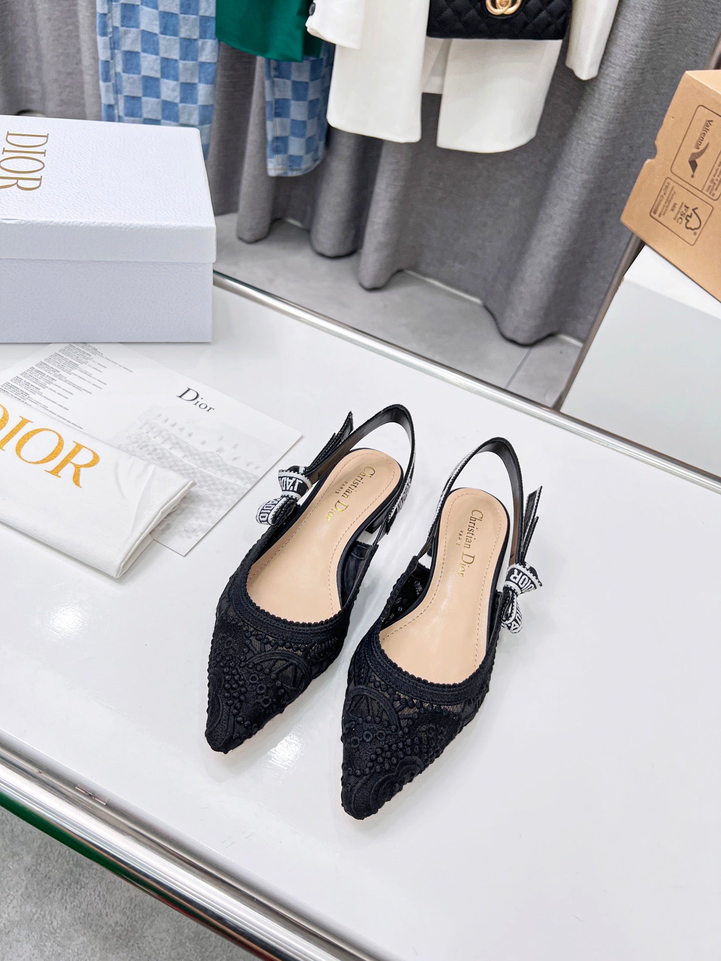 CD 25 J'Adior Slingback Flat Mesh Fabric 237966