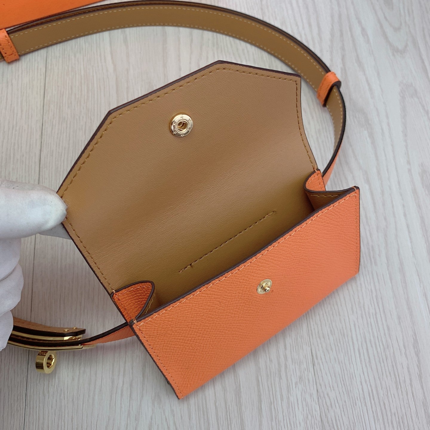 hm kelly belt 18mm with pocket orange calfskin