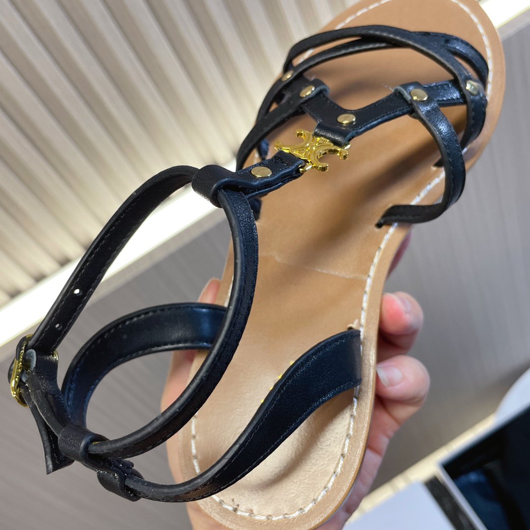 cl roman sandal black brown calfskin