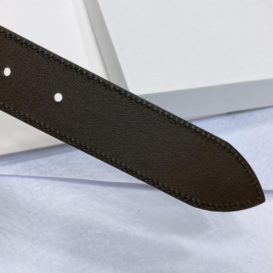 CL LARGE 35 MM BELT IN CHOCOLATE BROWN SUEDE GOLD HARDWARE