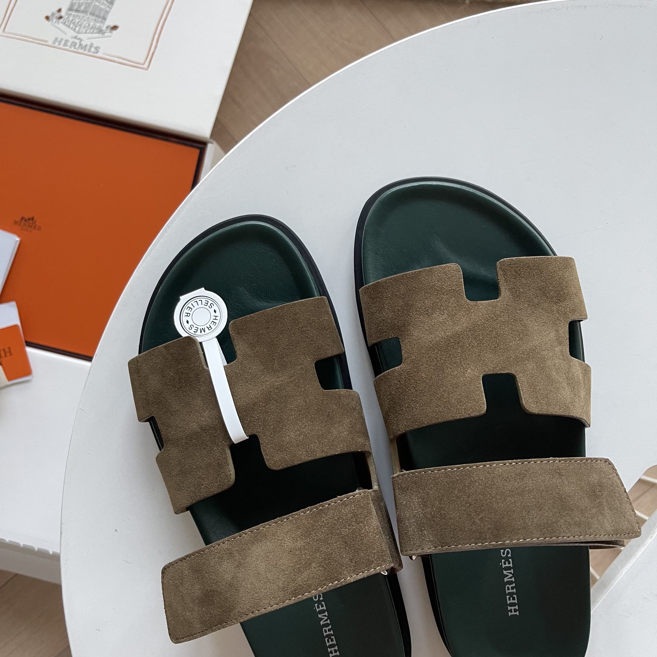 HM Men's Chypre Slide Moss Green Suede 538604