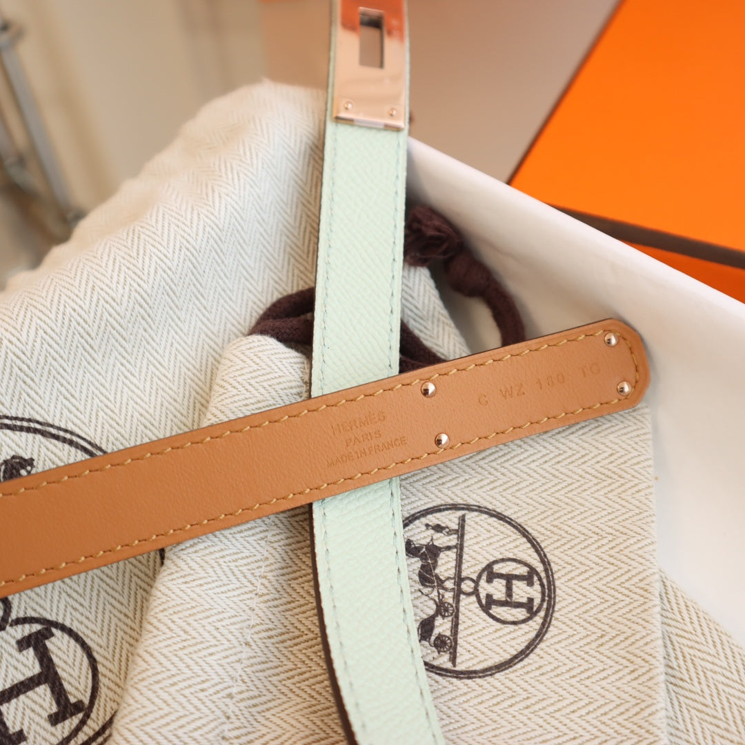 hm kelly belt 18mm aspirin blue epsom leather