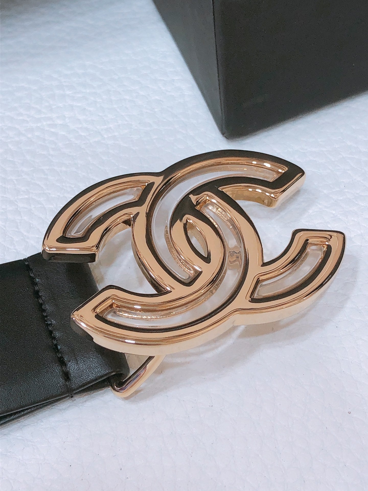 CHANEL BELT 3CM IN BLACK LAMBSKIN WITH GOLD HARDWARE