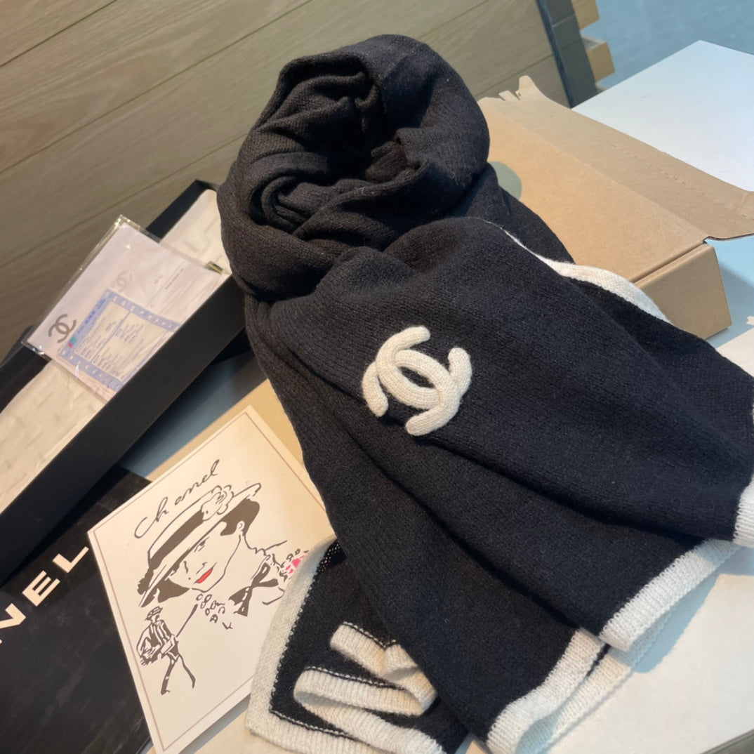 CC Scarf 200 CM In Black Wool Cashmere 401978