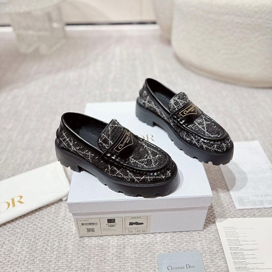 CD Boy Platform Loafer In Black Tweed Fabric  988792