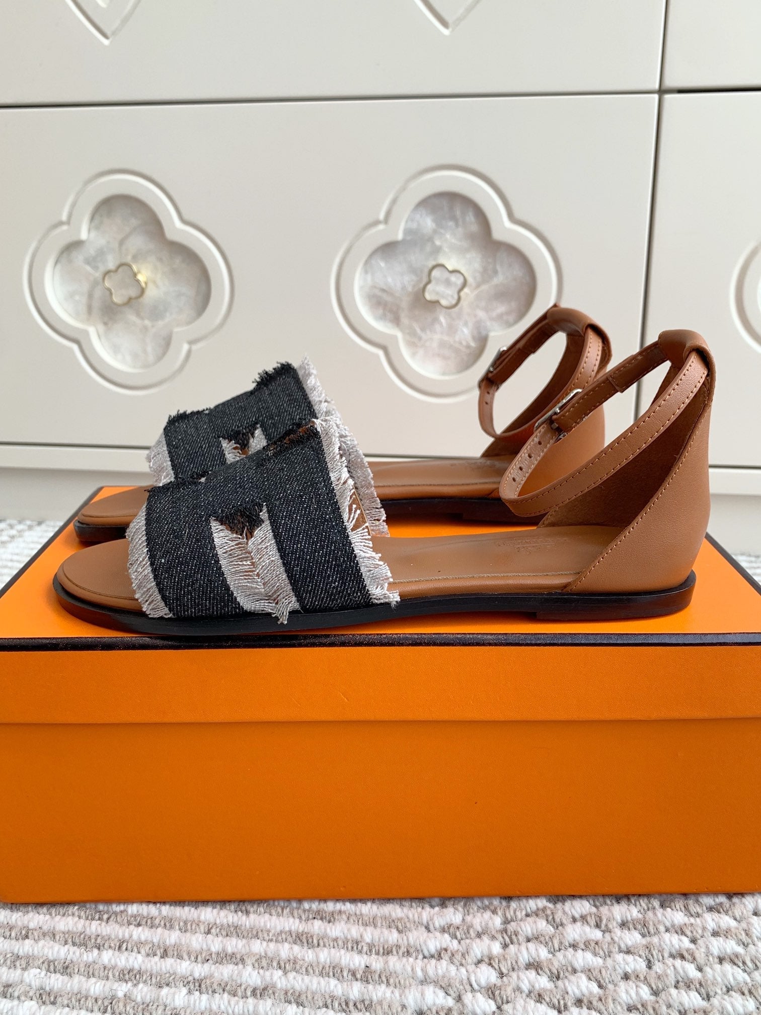 HM Santorini Sandal Raw Blue Cowhide 291387