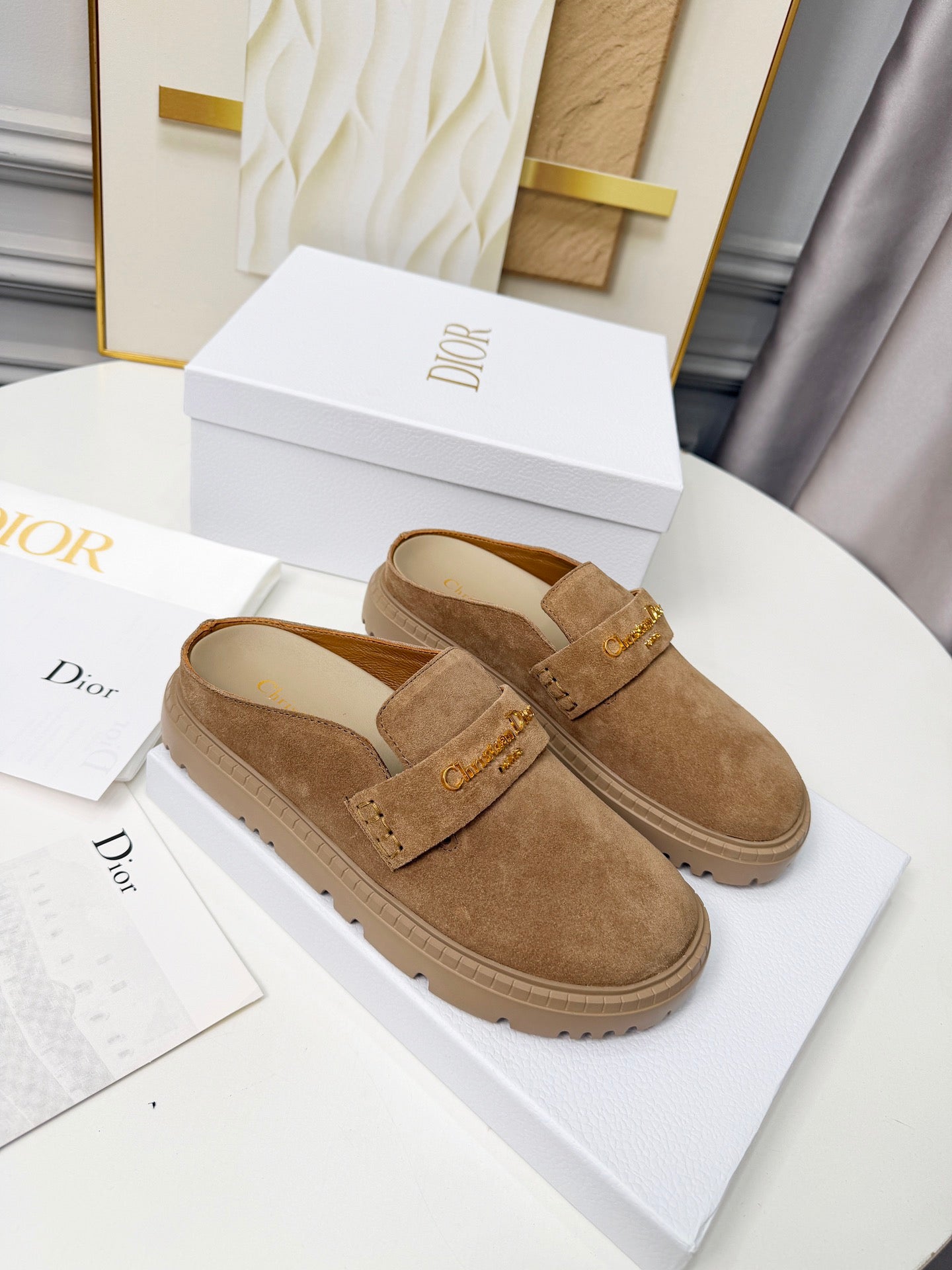 Dior 2026 Mule Light Brown Suede Cowhide 717873