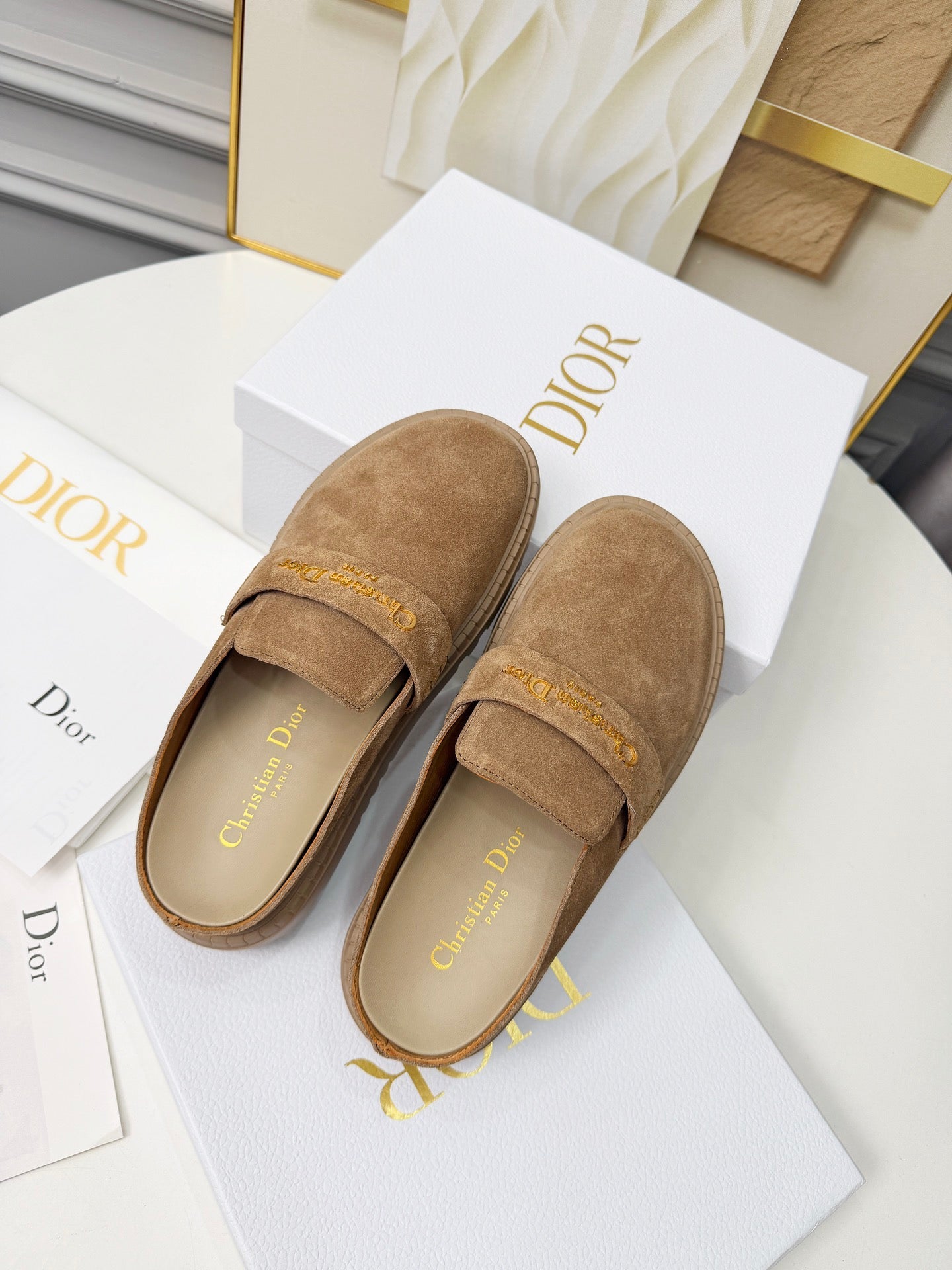 Dior 2026 Mule Light Brown Suede Cowhide 717873