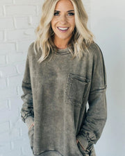 ARIEL - French Terry Acid Wash Pullover