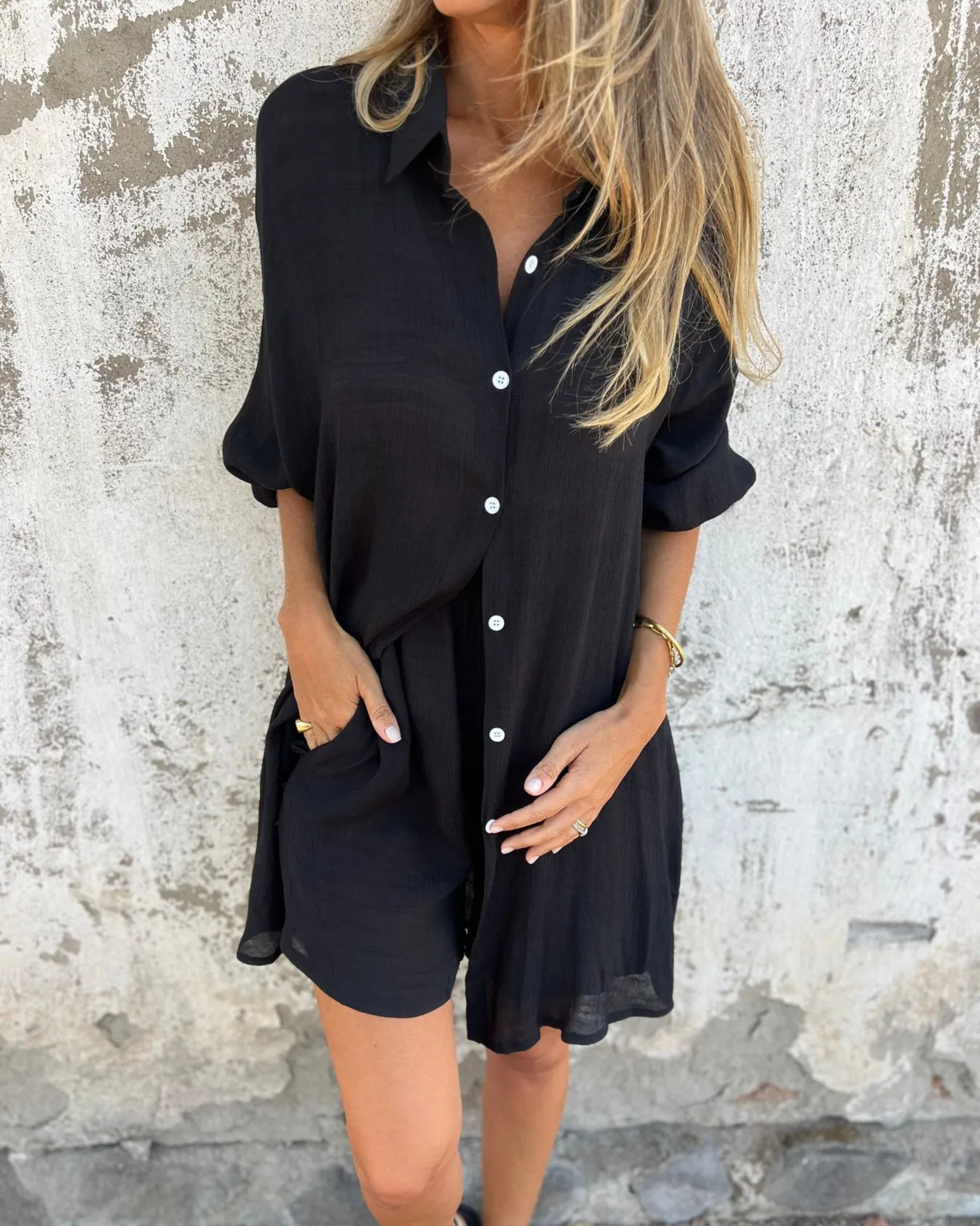 IZELA - Casual Shirt & Shorts Set