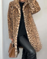 LEIA -Leopard Long Soft Jacket VEV33209