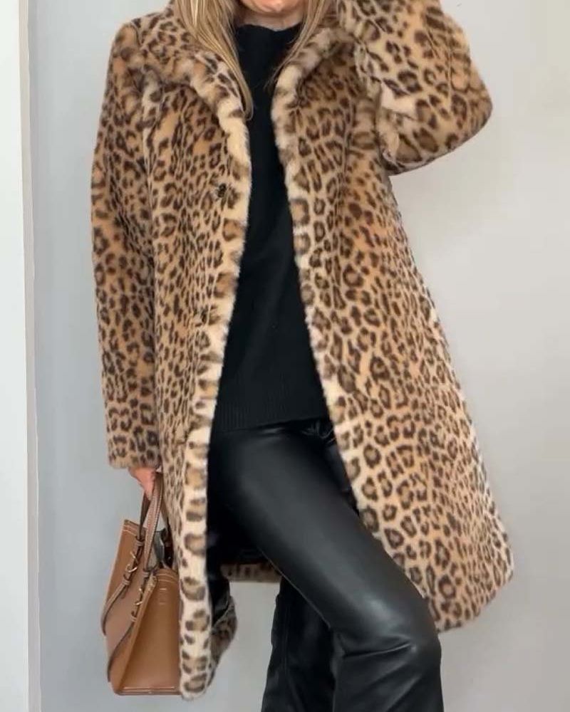 LEIA -Leopard Long Soft Jacket VEV33209