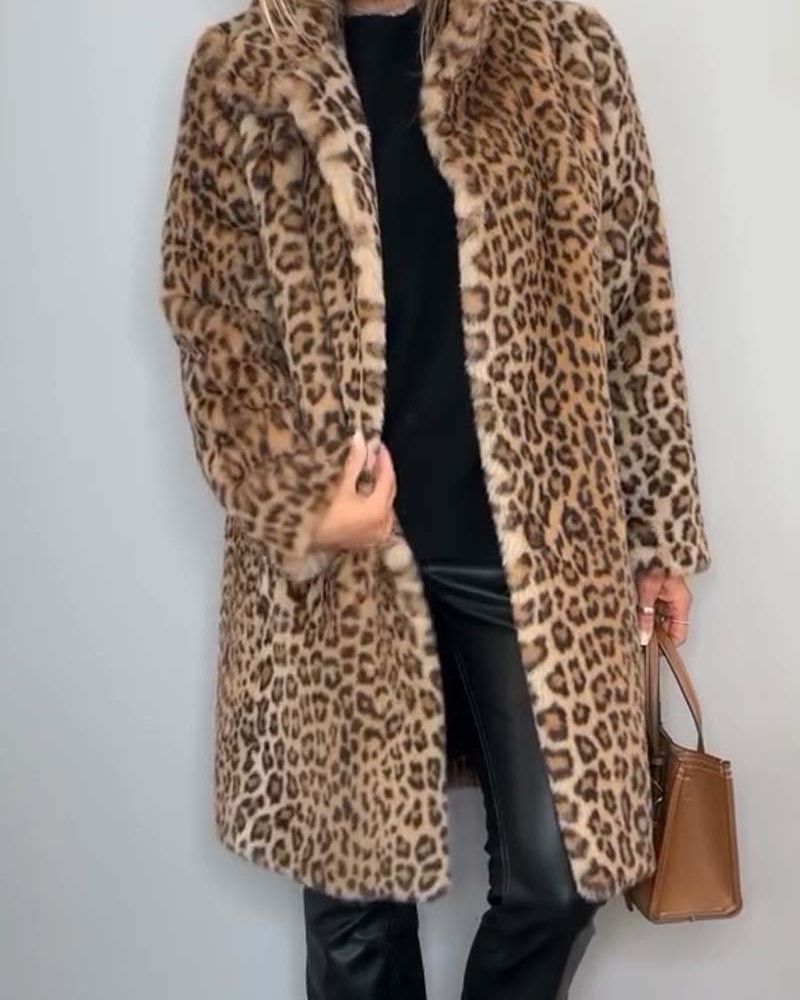 LEIA -Leopard Long Soft Jacket VEV33209