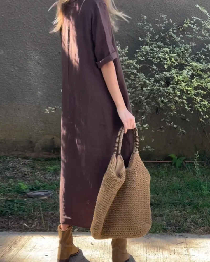 NEREAM - Casual cotton and linen dress KAL4854