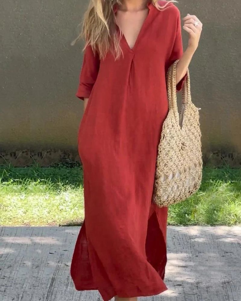 SIMBA - LINEN DRESS WITH POCKETS