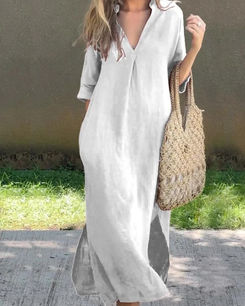 SIMBA - LINEN DRESS WITH POCKETS