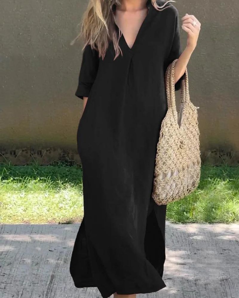 SIMBA - LINEN DRESS WITH POCKETS