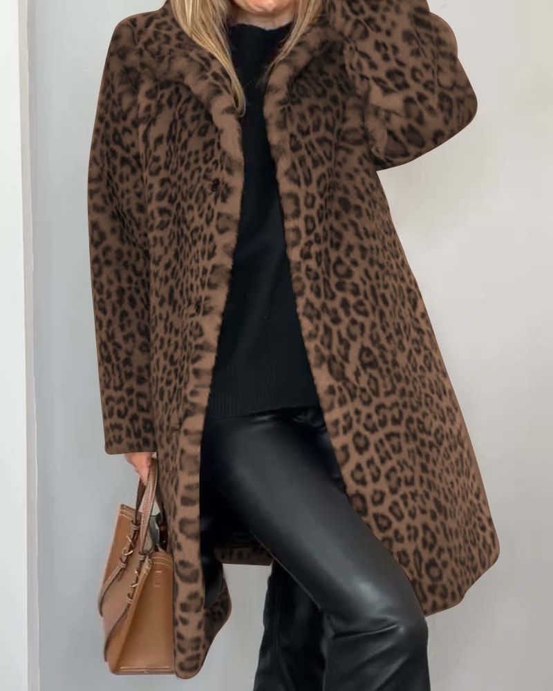 LEIA -Leopard Long Soft Jacket VEV33209