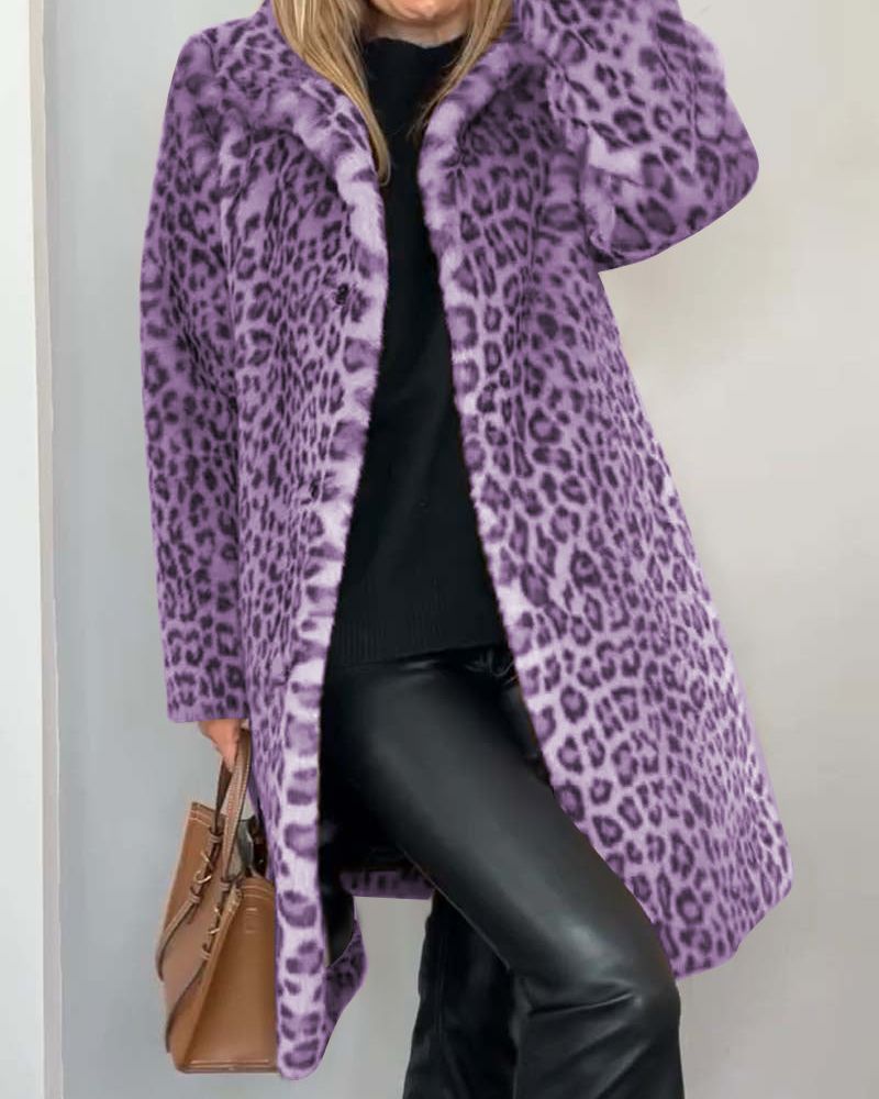 LEIA -Leopard Long Soft Jacket VEV33209