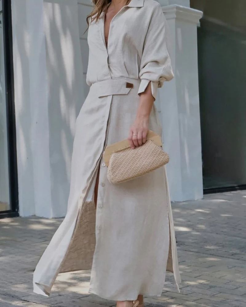 MELEIA - Cotton and linen maxi dress #KAL5082