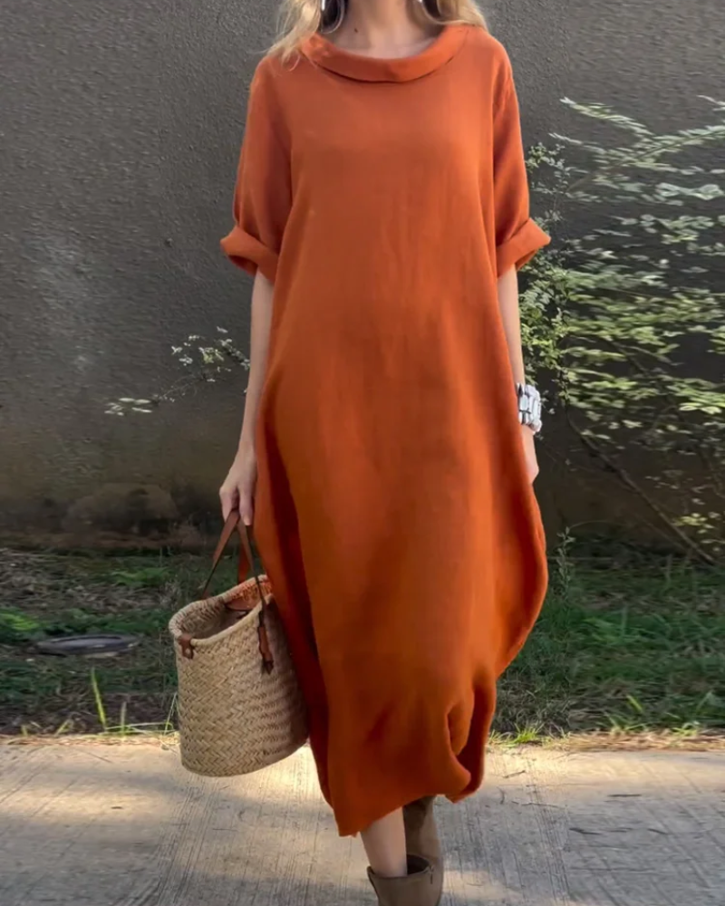 NEREAM - Casual cotton and linen dress KAL4854