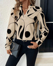Tamara - Printed blouse with high collar