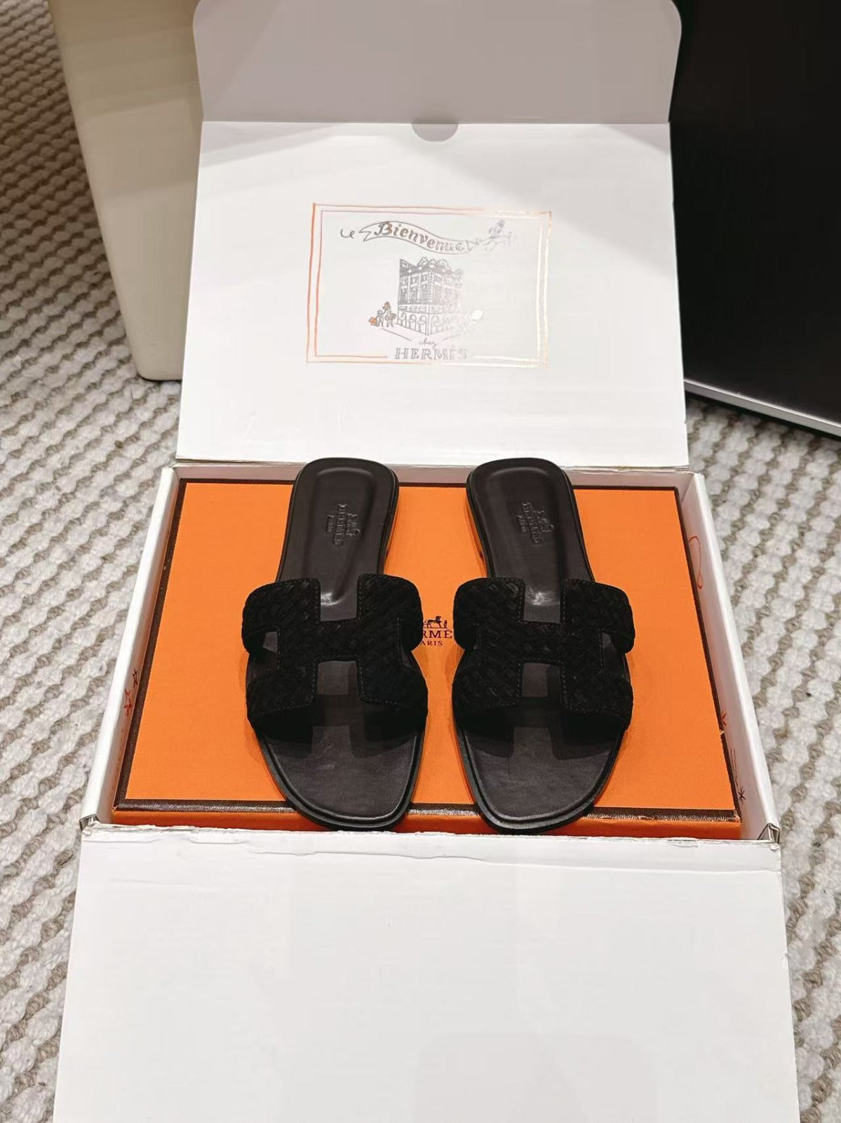 Hermes 2026 Oran Sandal Burgundy Velvet Leather 598224