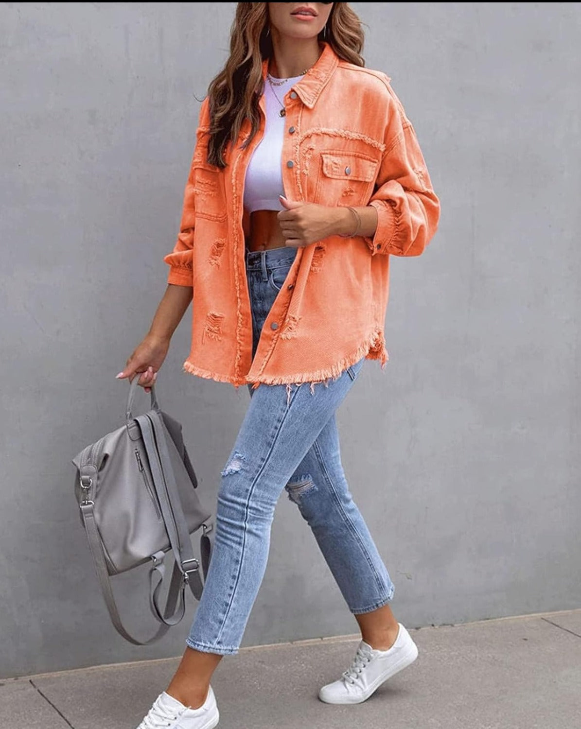 CYA - RIPPED OVERSIZED DENIM JACKET #VEV35061