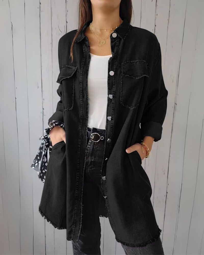 ELSSIA - Comfortable denim shirt jacket #VEV32029