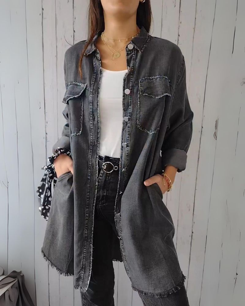 ELSSIA - Comfortable denim shirt jacket #VEV32029