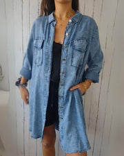 ELSSIA - Comfortable denim shirt jacket #VEV32029