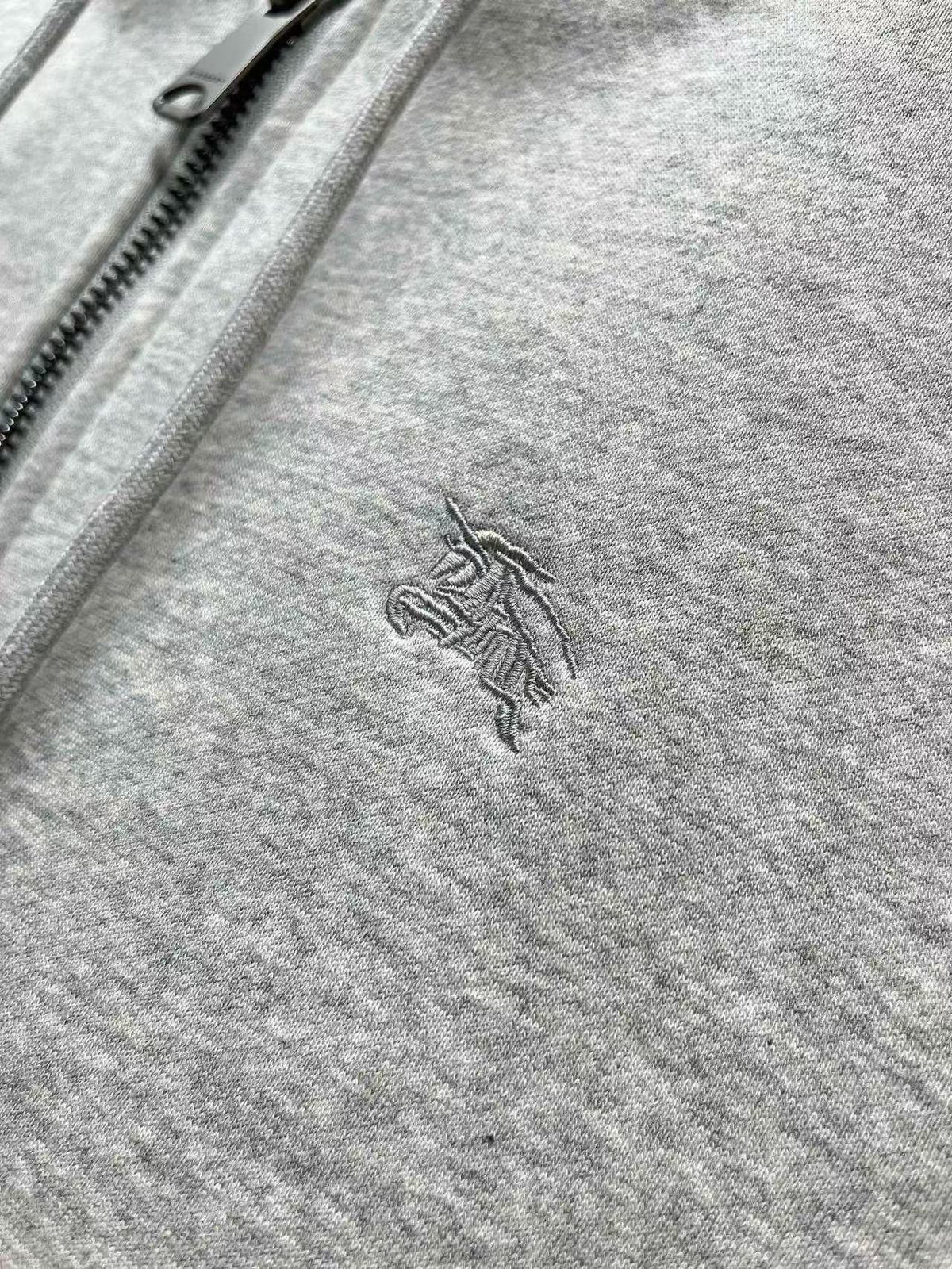 Burberry Checked Thick Hoodie Gray Cotton