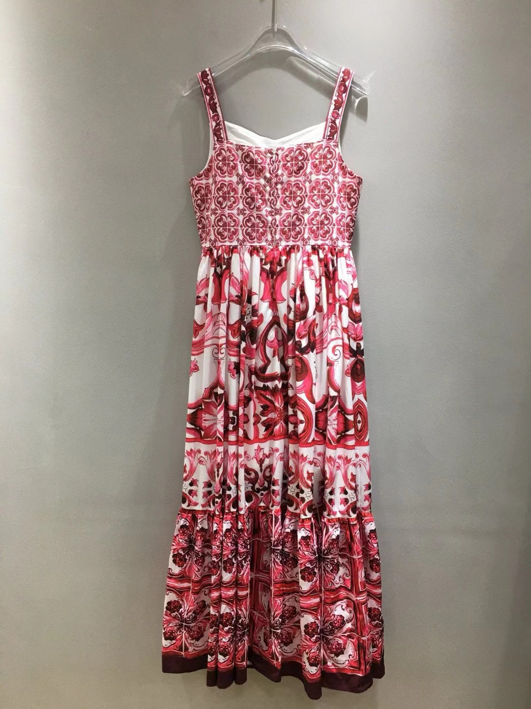 Dolce & Gabbana Print Dress Pink White Cotton