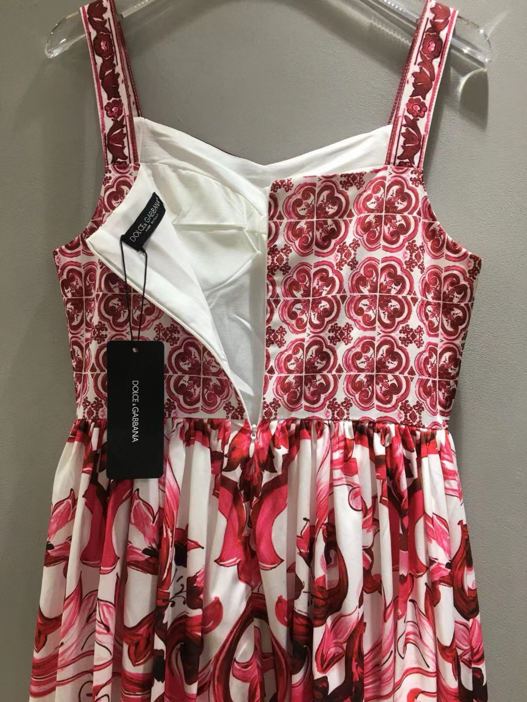 Dolce & Gabbana Print Dress Pink White Cotton