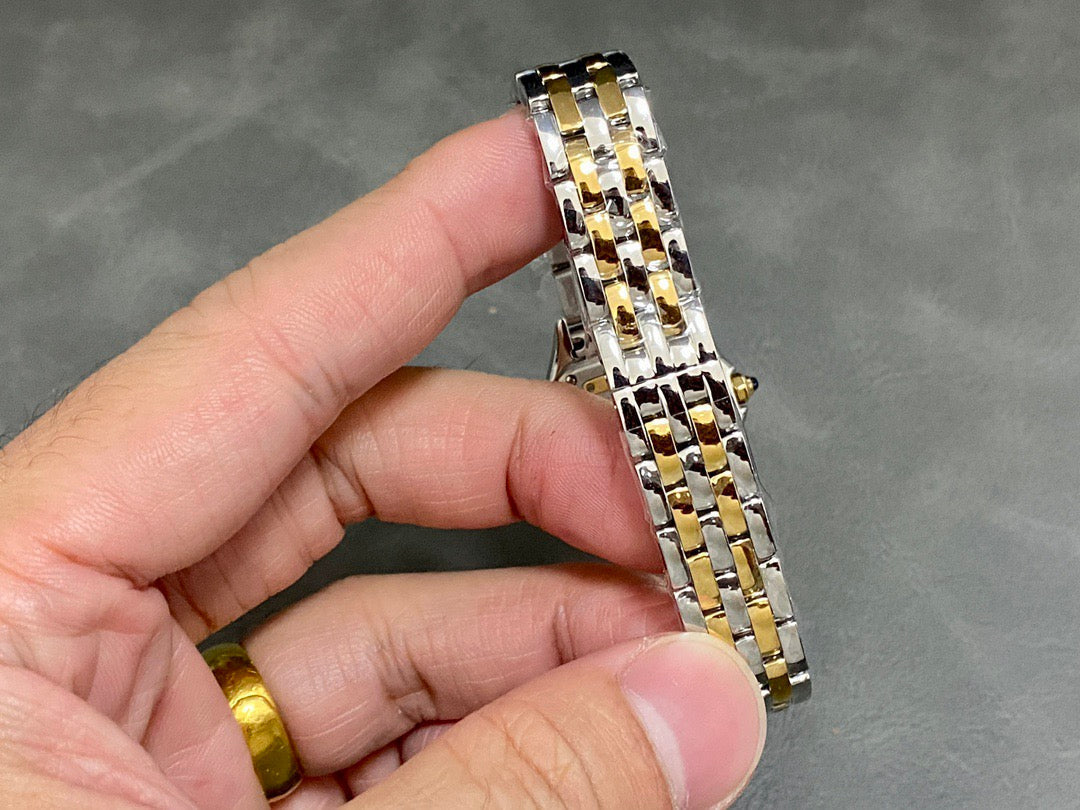 PANTHERE DE CARTIE 22MM QUARTZ GOLD STEEL WHITE DIAL BEST VERSION