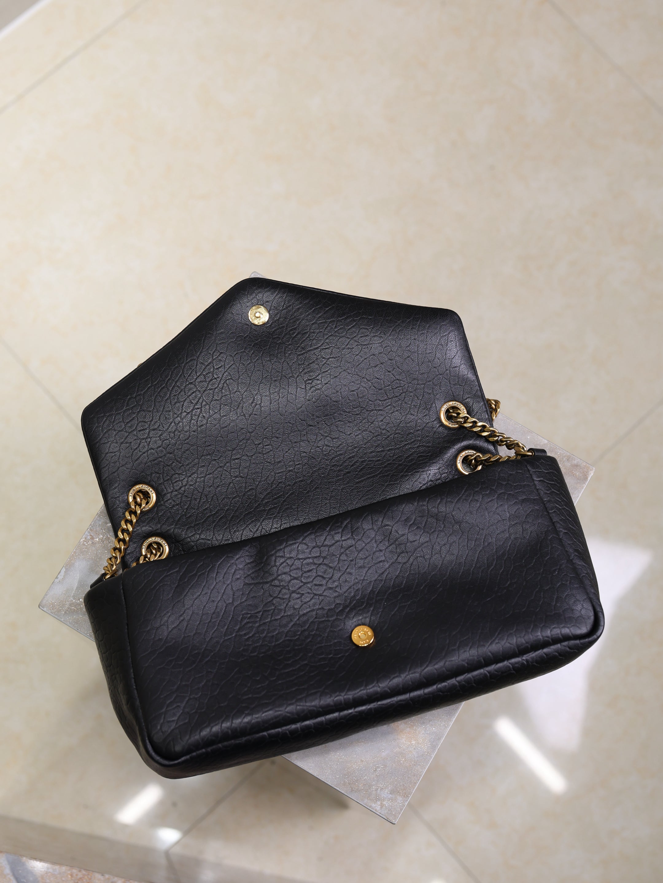YSL Calypso Bag 30cm Black Lambskin With Gold Hardware